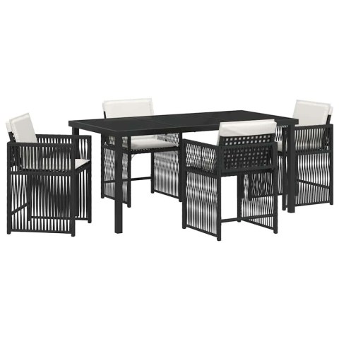 Zestaw do jadalni w ogrodzie 5 pcs Czarny polirattan