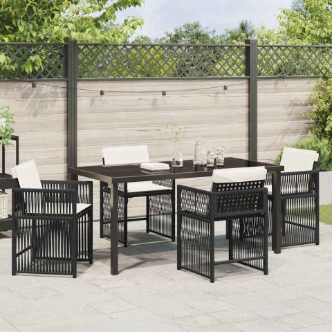 Zestaw do jadalni w ogrodzie 5 pcs Czarny polirattan