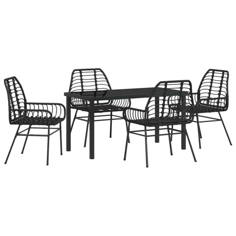 Zestaw do jadalni w ogrodzie 5 pcs Czarny polirattan