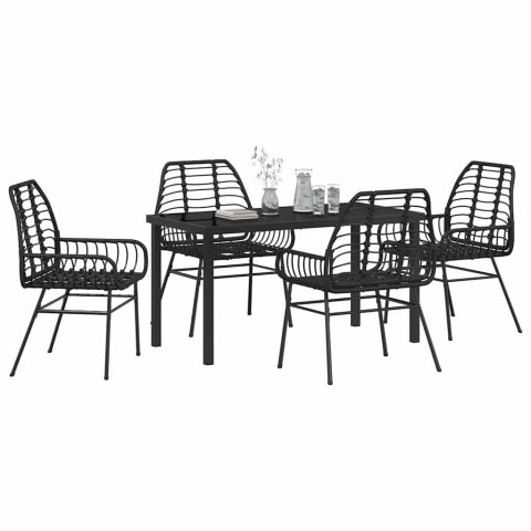 Zestaw do jadalni w ogrodzie 5 pcs Czarny polirattan