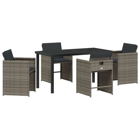Zestaw do jadalni w ogrodzie 5 pcs Szary polirattan