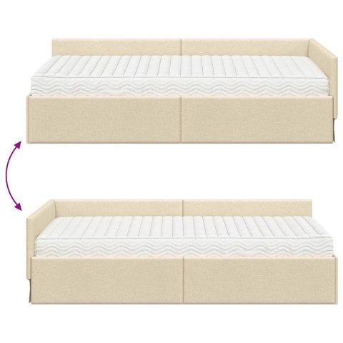 Rama Łóżka Narożnego z Materacem Inny 2 pcs Kremowy tkanina