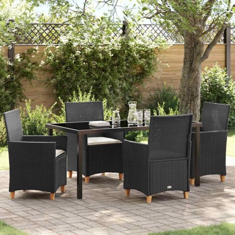 Zestaw do jadalni w ogrodzie 5 pcs Czarny polirattan