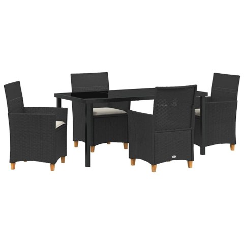 Zestaw do jadalni w ogrodzie 5 pcs Czarny polirattan