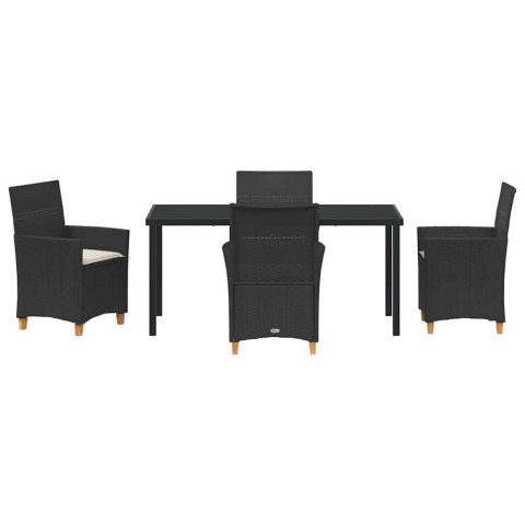 Zestaw do jadalni w ogrodzie 5 pcs Czarny polirattan