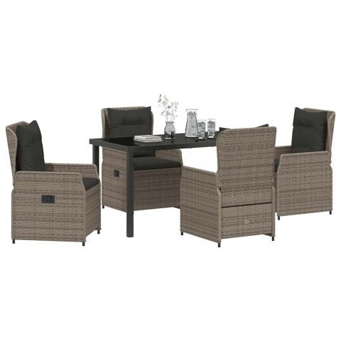 Zestaw do jadalni w ogrodzie 5 pcs Szary polirattan