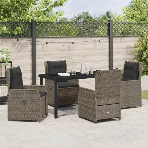 Zestaw do jadalni w ogrodzie 5 pcs Szary polirattan