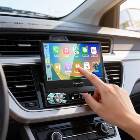 Radio samochodowe Kruger&Matz KM2018 z wysuwanym ekranem 7" CarPlay/AndroidAuto