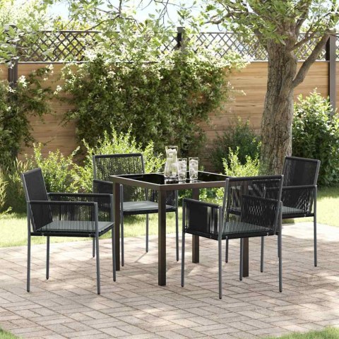 Zestaw do jadalni w ogrodzie 5 pcs Czarny Rattan PE