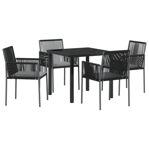 Zestaw do jadalni w ogrodzie 5 pcs Czarny Rattan PE