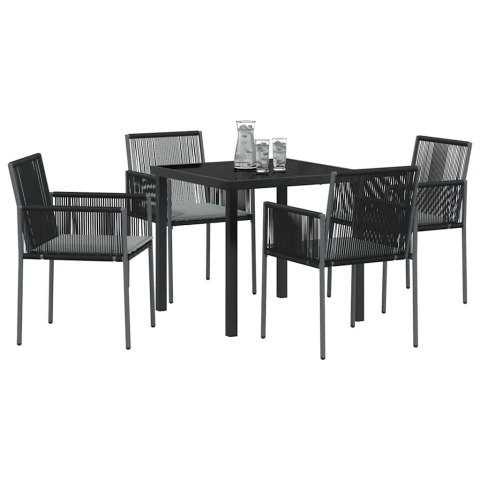 Zestaw do jadalni w ogrodzie 5 pcs Czarny Rattan PE