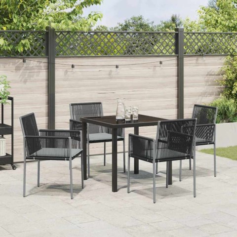 Zestaw do jadalni w ogrodzie 5 pcs Czarny Rattan PE