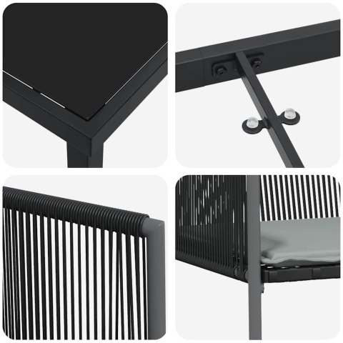 Zestaw do jadalni w ogrodzie 5 pcs Czarny Rattan PE