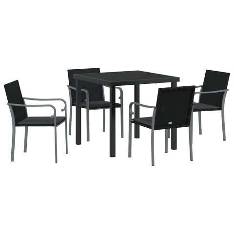 Zestaw do jadalni w ogrodzie 5 pcs Czarny i szary Rattan PE