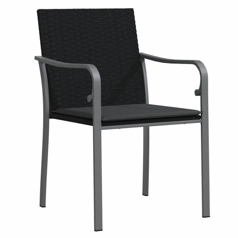 Zestaw do jadalni w ogrodzie 5 pcs Czarny i szary Rattan PE