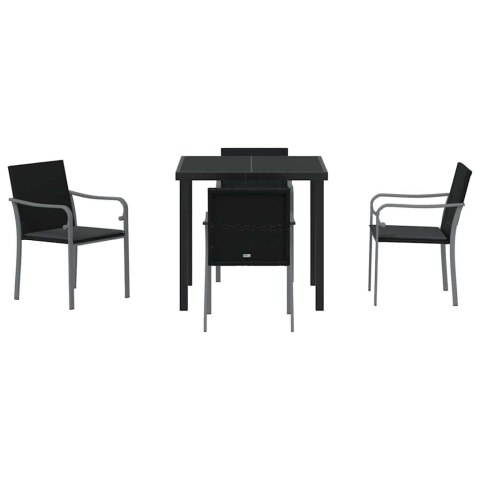 Zestaw do jadalni w ogrodzie 5 pcs Czarny i szary Rattan PE