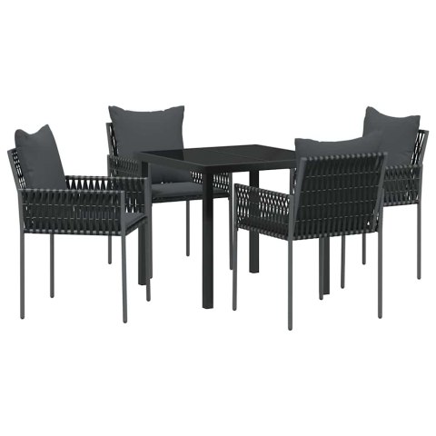 Zestaw do jadalni w ogrodzie 5 pcs Czarny i szary Rattan PE