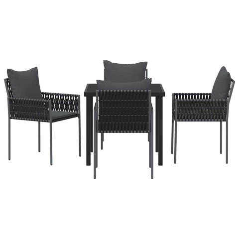 Zestaw do jadalni w ogrodzie 5 pcs Czarny i szary Rattan PE