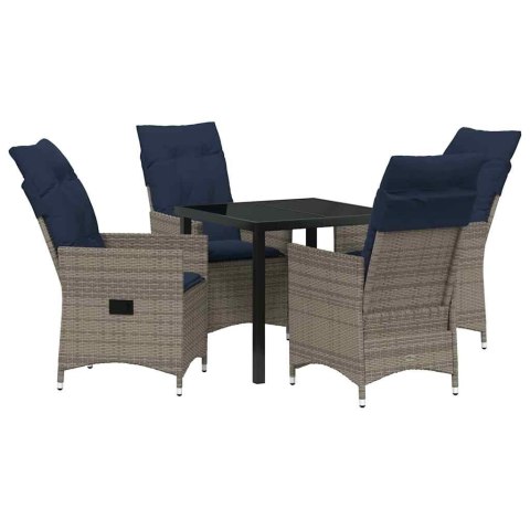 Zestaw stół i krzesła z poduszką 5 pcs Szary Rattan PE