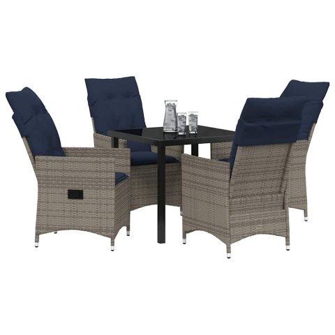 Zestaw stół i krzesła z poduszką 5 pcs Szary Rattan PE