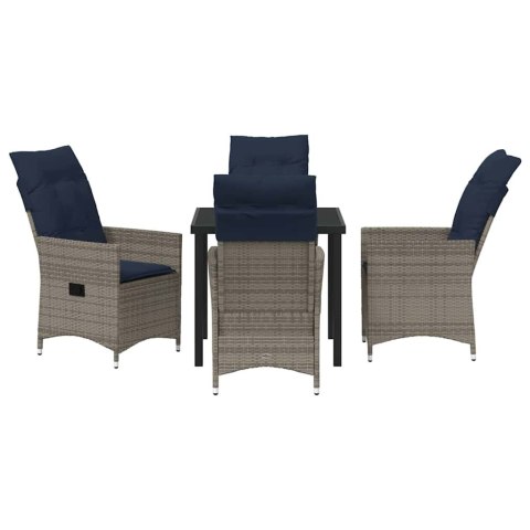 Zestaw stół i krzesła z poduszką 5 pcs Szary Rattan PE