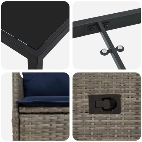 Zestaw stół i krzesła z poduszką 5 pcs Szary Rattan PE