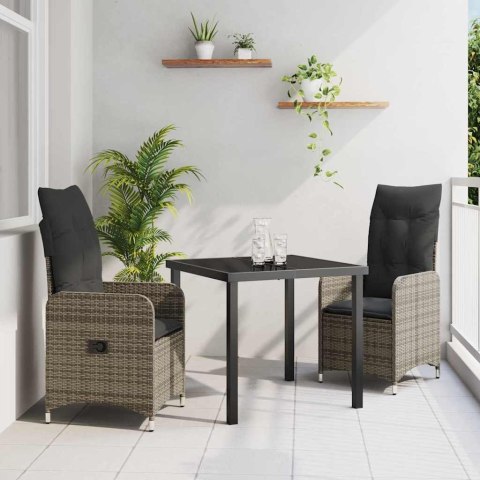 Zestaw do jadalni w ogrodzie 3 pcs Szary polirattan