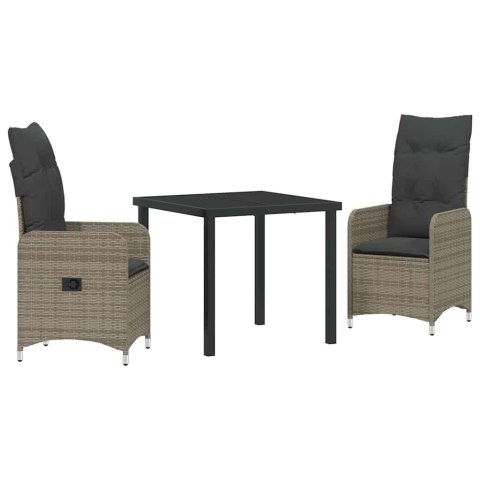 Zestaw do jadalni w ogrodzie 3 pcs Szary polirattan