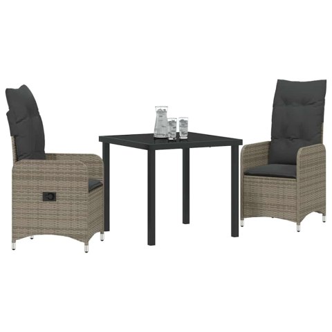 Zestaw do jadalni w ogrodzie 3 pcs Szary polirattan