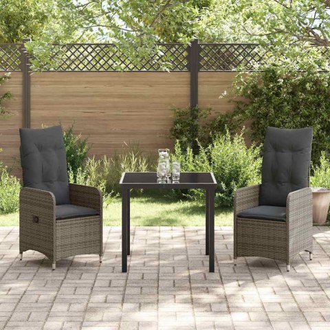 Zestaw do jadalni w ogrodzie 3 pcs Szary polirattan