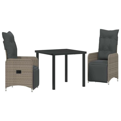 Zestaw do jadalni w ogrodzie 3 pcs Szary polirattan
