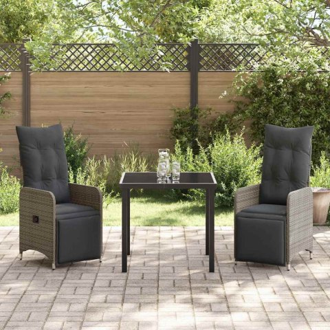 Zestaw do jadalni w ogrodzie 3 pcs Szary polirattan