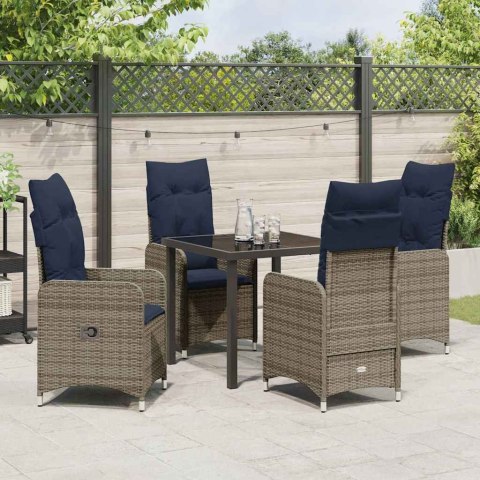 Zestaw do jadalni w ogrodzie 5 pcs Czarny polirattan