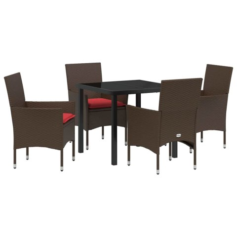 Zestaw stół i krzesła z poduszką 5 pcs Brązowy Rattan PE