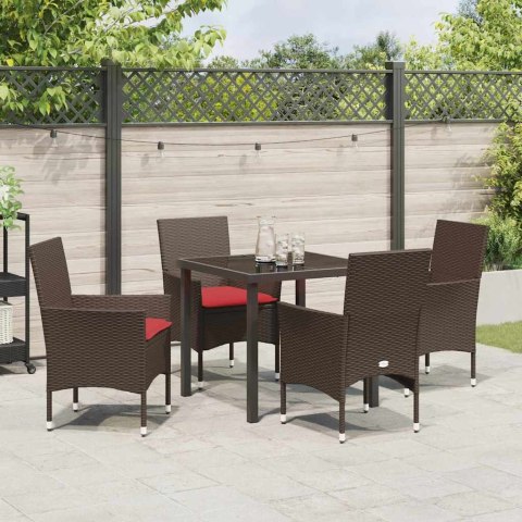 Zestaw stół i krzesła z poduszką 5 pcs Brązowy Rattan PE