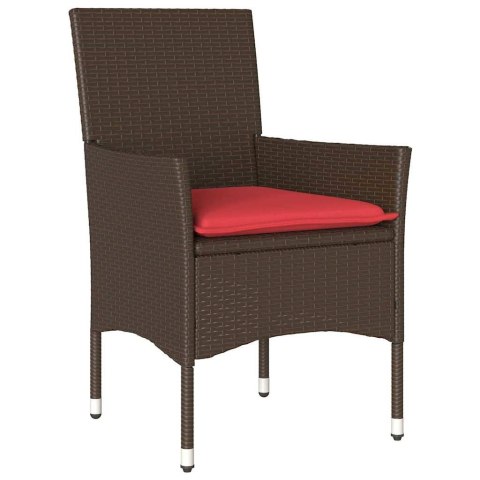 Zestaw stół i krzesła z poduszką 5 pcs Brązowy Rattan PE