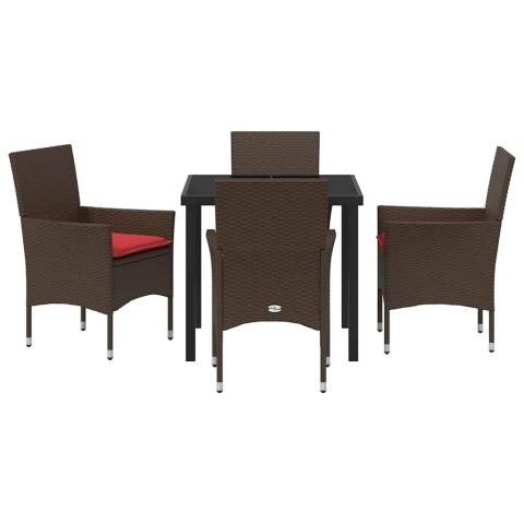 Zestaw stół i krzesła z poduszką 5 pcs Brązowy Rattan PE