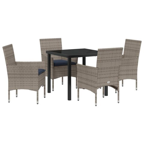 Zestaw stół i krzesła z poduszką 5 pcs Szary Rattan PE