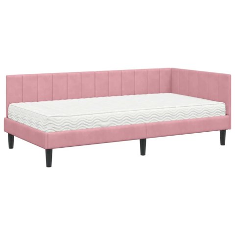 Rama Łóżka Narożnego z Materacem 2 pcs Szary Aksamit
