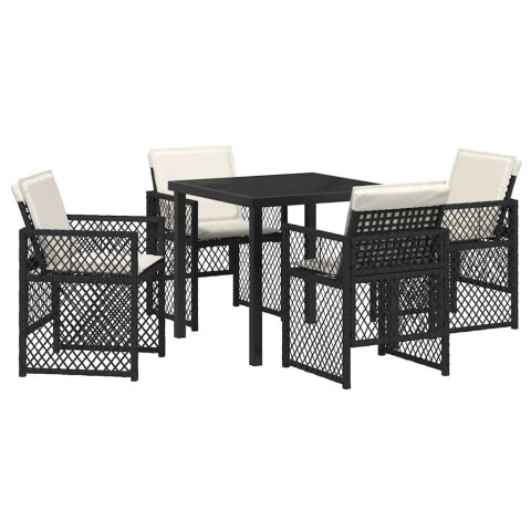 Zestaw do jadalni w ogrodzie 5 pcs Czarny polirattan