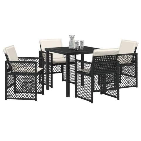 Zestaw do jadalni w ogrodzie 5 pcs Czarny polirattan