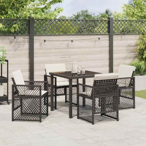 Zestaw do jadalni w ogrodzie 5 pcs Czarny polirattan