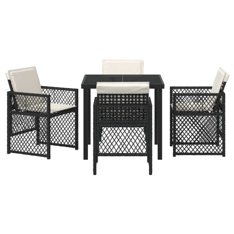Zestaw do jadalni w ogrodzie 5 pcs Czarny polirattan