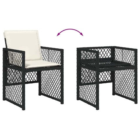 Zestaw do jadalni w ogrodzie 5 pcs Czarny polirattan