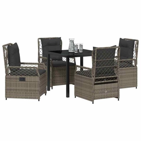 Zestaw do jadalni w ogrodzie 5 pcs Szary polirattan
