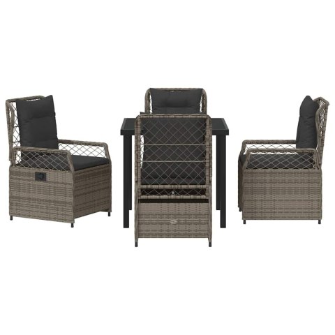 Zestaw do jadalni w ogrodzie 5 pcs Szary polirattan