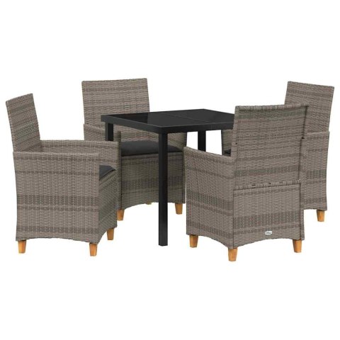 Zestaw do jadalni w ogrodzie 5 pcs Szary polirattan