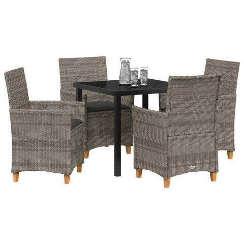 Zestaw do jadalni w ogrodzie 5 pcs Szary polirattan