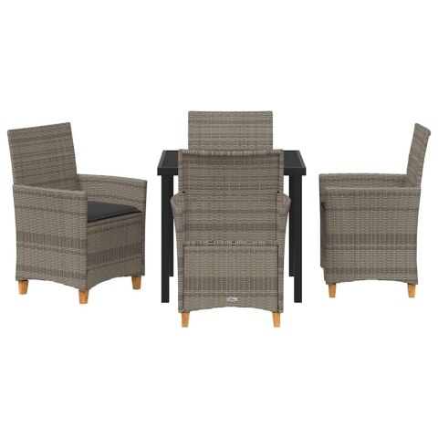 Zestaw do jadalni w ogrodzie 5 pcs Szary polirattan