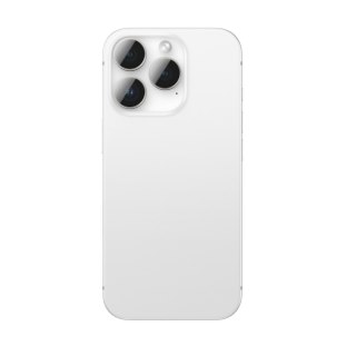 Szkło hartowane z ramką na soczewki aparatu do iPhone 16 Pro / 16 Pro Max - srebrne